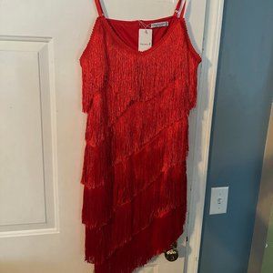 3XL Shein Party Sequin Fringe Spaghetti Strap Dress